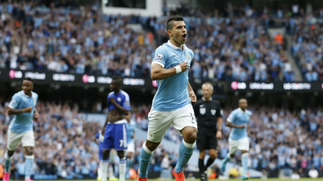 Pemain Manchester City Sergio Aguero