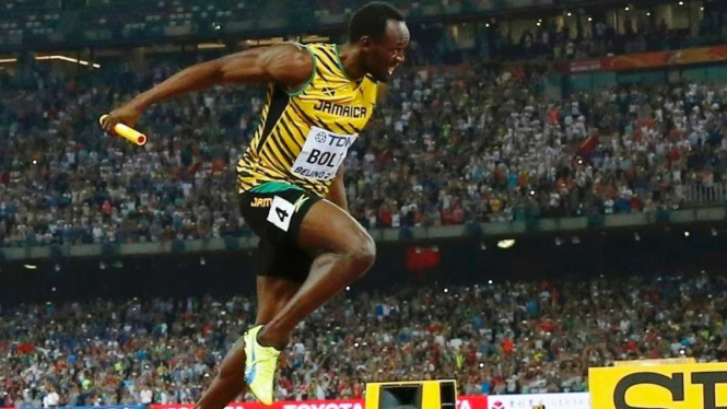 Pelari cepat Jamaika, Usain Bolt pada nomor estafet 4x100 meter