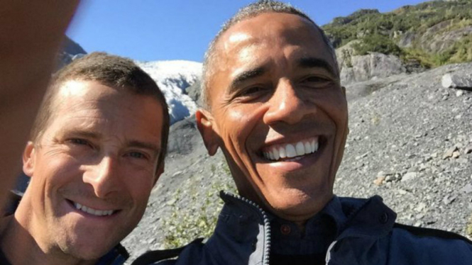 Presiden Barrack Obama dan Bear Grylls di Alaska