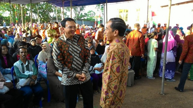 Presiden Joko Widodo bersama Gubernur DKI Jakarta, Basuki Tjahaja Purnama.