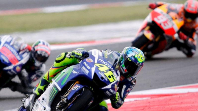 Valentino Rossi, Jorge Lorenzo, dan Marc Marquez.