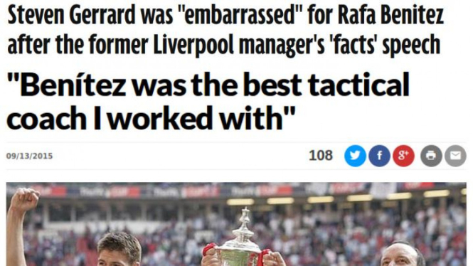 Pemberitaan beberapa media soal hubungan Gerrard dan Benitez