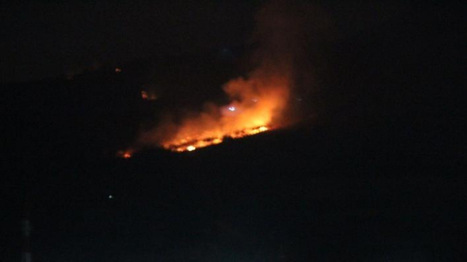 Kondisi kobaran api di Gunung Guntur.