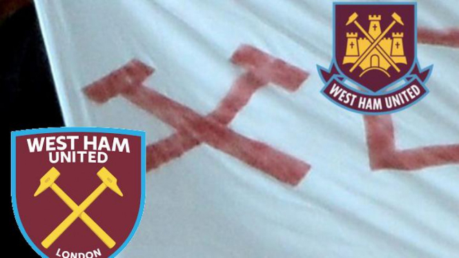 Bendera suporter Inggris dari West Ham dikira logo Nazi
