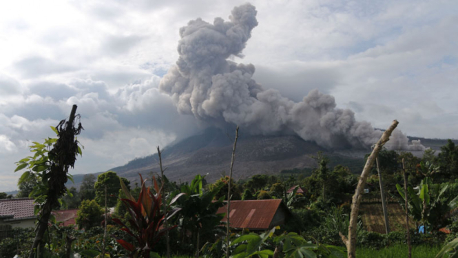 Ilustrasi erupsi Gunung Sinabung.