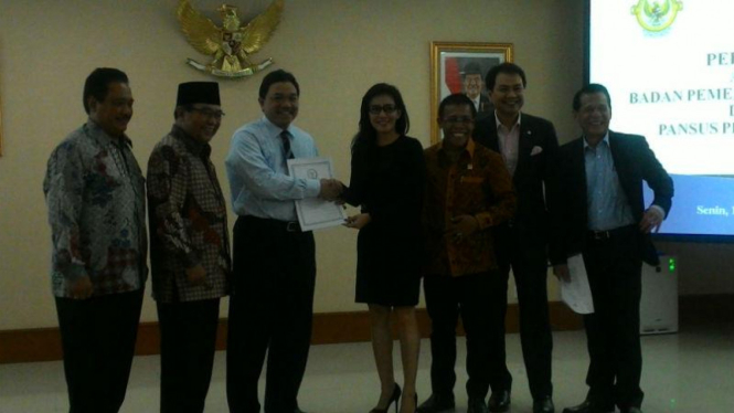 rapat konsultasi antara BPK dengan Pansus Pelindo II di Gedung BPK, Jakarta.