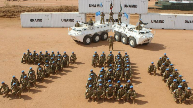 Aksi Unik Prajurit TNI Membentuk Formasi 721 di Sudan