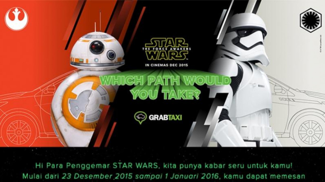Pengguna GrabTaxi dan GrabBike bisa rasakan sensasi Star Wars