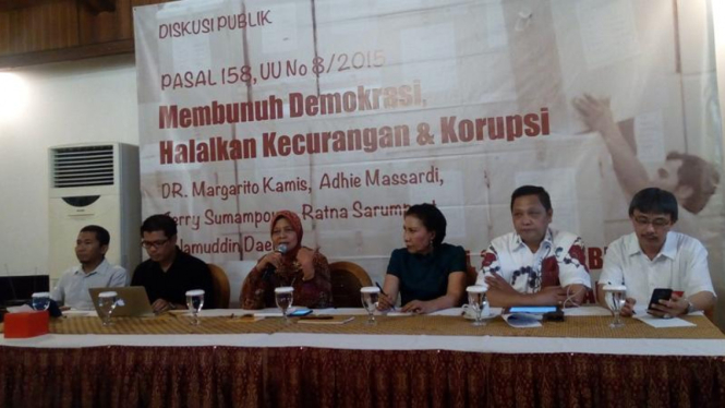 Diskusi publik Pasal 158, UU No.8/2015, di Jakarta, Sabtu (26/12/2015).