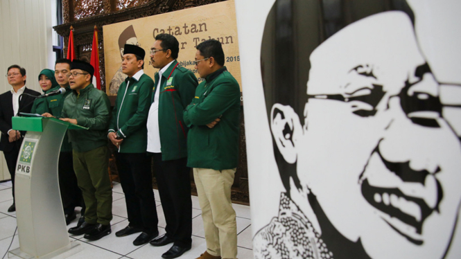 Ketua Umum PKB Muhaimin Iskandar saat memberi keterangan. 