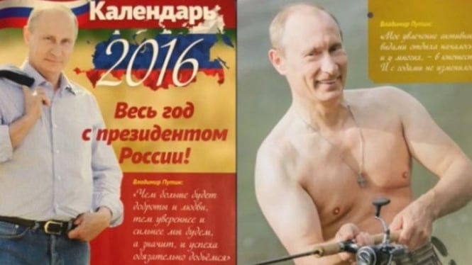 Kalender bergambar Presiden Rusia, Vladimir Putin.