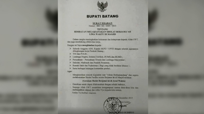 Surat Edaran Bupati Batang