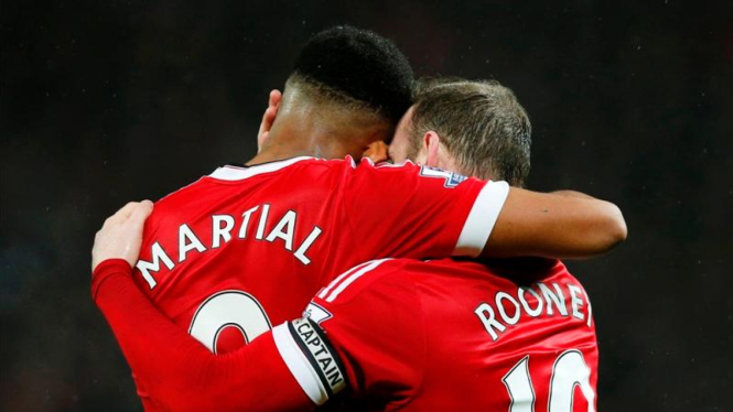 Pemain Manchester United, Anthony Martial dan Wayne Rooney