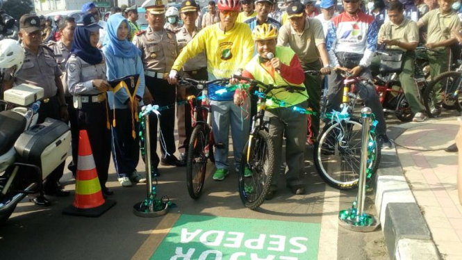 Wali Kota Depok Nur Mahmudi Ismail Resmi Mengaktifkan Jalur Sepeda di Depok