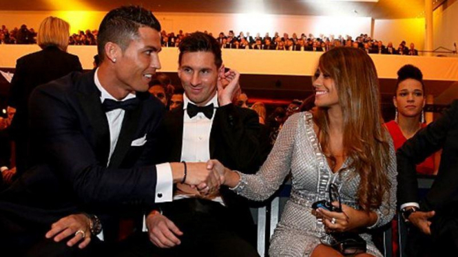 Cristiano Ronaldo, Lionel Messi dan Antonella Roccuzzo
