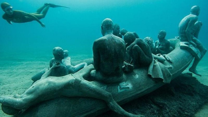 Museum Bawah Air di pulau Lanzarote di Pulau Canary, Spanyol 