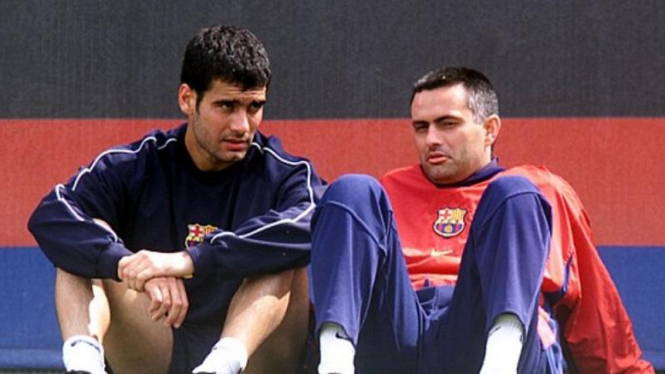 Pep Guardiola dan Jose Mourinho saat masih di Barcelona