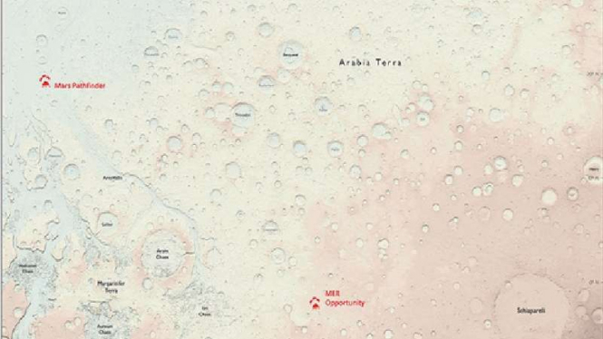 Peta permukaan Planet Mars karya OS