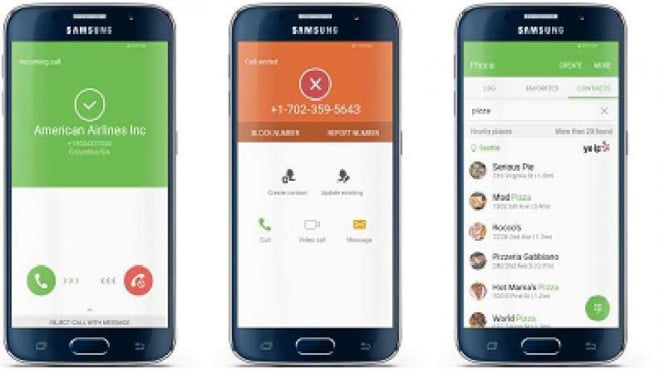 Tampilan Caller ID anti spam di perangkat Galaxy S7