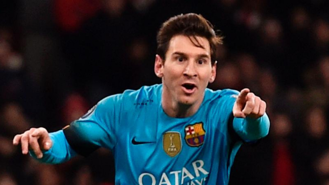 Bintang Barcelona asal Argentina, Lionel Messi.