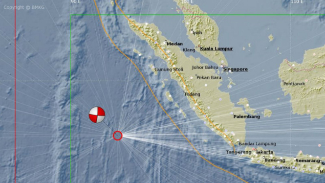 Ilustrasi titik gempa Mentawai.