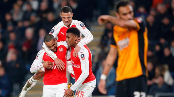 Pemain Arsenal rayakan kemenangan atas Hull City