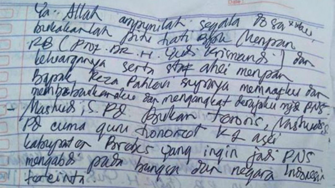 Surat permintaan maaf guru honorer