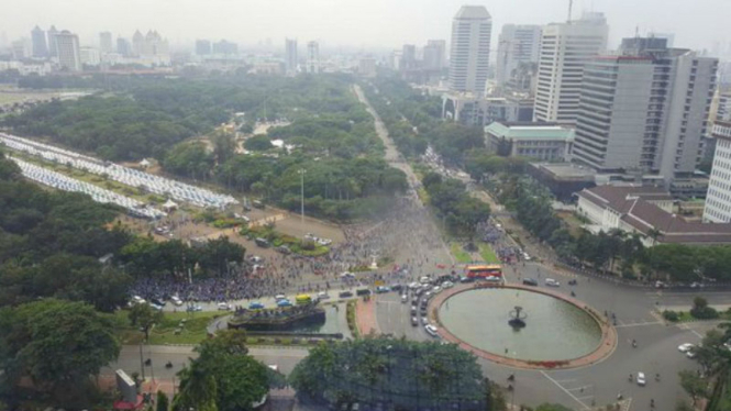 Area Patung Kuda, sering menjadi titik kumpul demo.