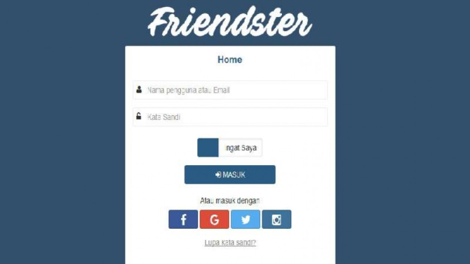 Tampilan halaman muka Friendster.id.
