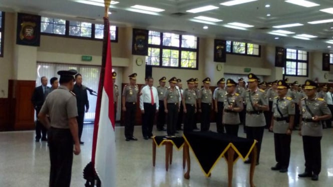  Kapolri melantik tiga Kapolda di Rupatama Polri, Senin, 21 Maret 2016. 