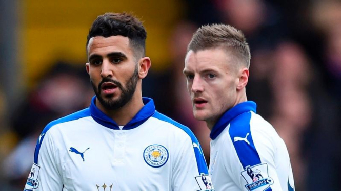 Pemain Leicester City, Riyad Mahrez dan Jamie Vardy, masuk dalam jajaran Tim Terbaik Premier League 2016