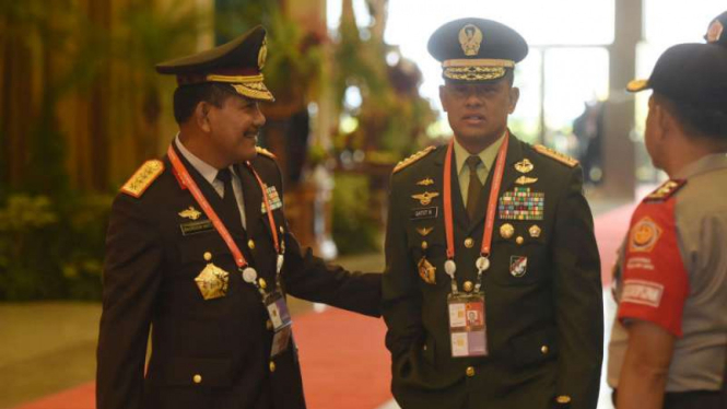 Panglima TNI Jenderal Gatot Nurmantyo dan Kapolri Jenderal Badrodin Haiti