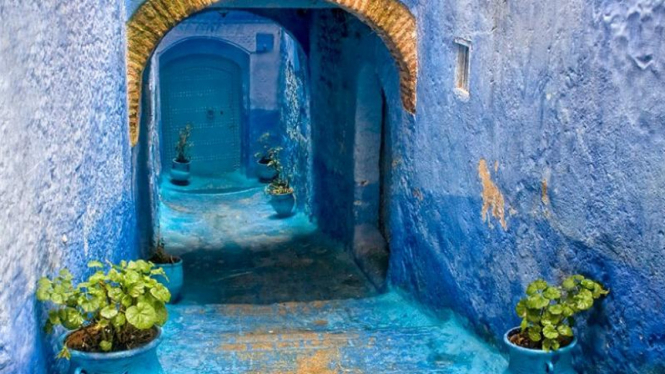 Kota Chefchaouen di bagian barat daya Maroko.