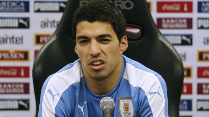 Penyerang Timnas Uruguay, Luis Suarez.