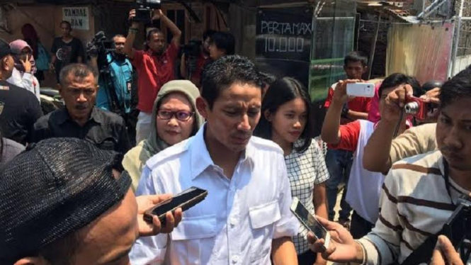 Sandiaga Uno saat berada di Warakas, Jakarta Utara.