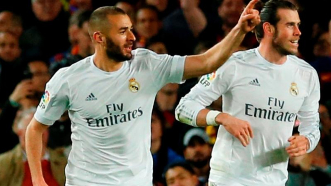 Penyerang Real Madrid, Karim Benzema dan Gareth Bale.