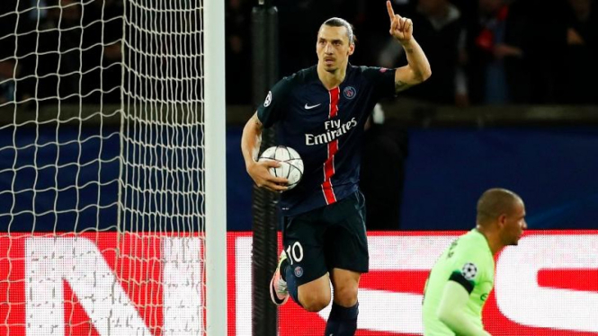 Penyerang Paris Saint-Germain (PSG), Zlatan Ibrahimovic.
