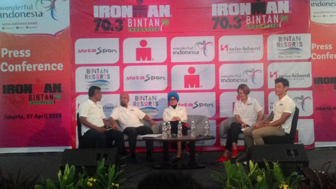 Jumpa persn Ironman Bintan 2016 di Jakarta, Kamis 7 April 2016.