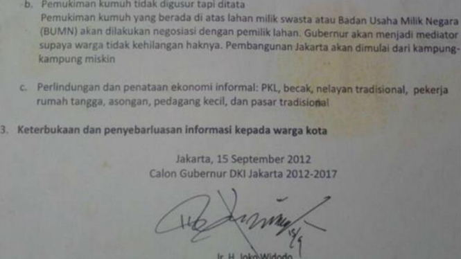 Kontrak politik Jokowi - Ahok saat Pilkada DKI 2012