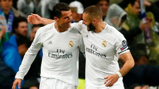 Pemain Real Madrid, Cristiano Ronaldo dan Karim Benzema