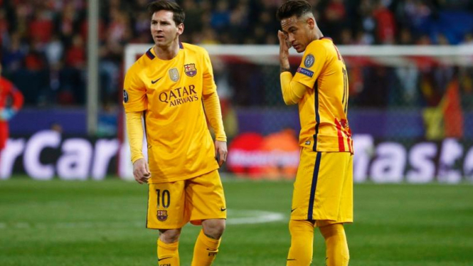 Dua penyerang Barcelona, Lionel Messi (kiri) dan Neymar (kanan).