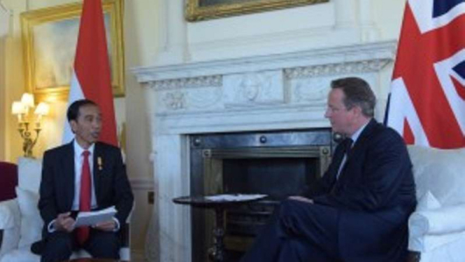 Presiden Joko Widodo saat bertemu dengan PM Inggris David Cameron, 19/4/2016.