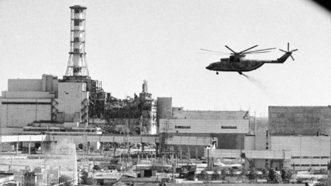 Helikopter Militer Soviet usai Ledakan Pembangkit Nuklir Chernobyl
