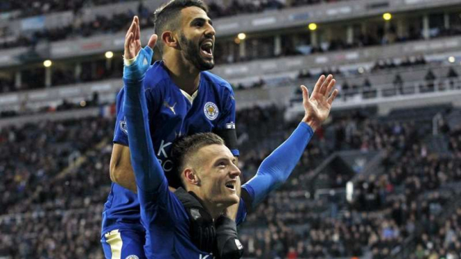Dua bintang Leicester City, Riyad Mahrez (atas) dan Jamie Vardy (bawah).