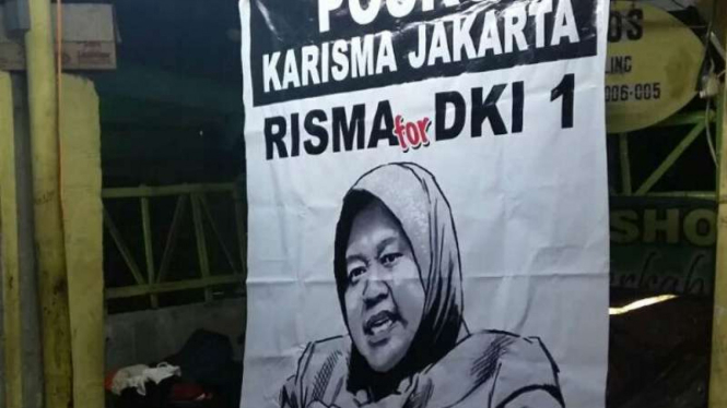 Foto poster dukungan untuk Tri Rismaharini alias Risma sebagai calon gubernur DKI Jakarta yang beredar di media sosial.