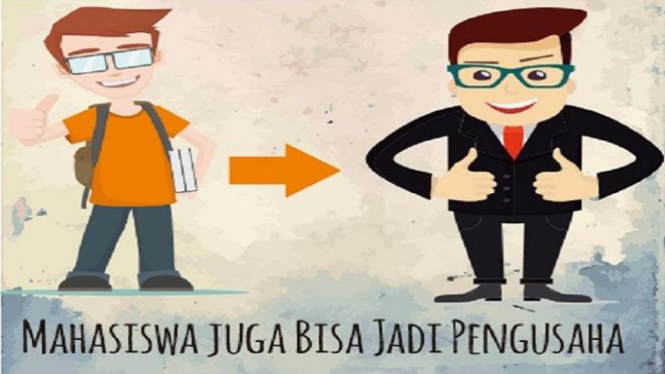 Ilustrasi mahasiswa jadi pengusaha.