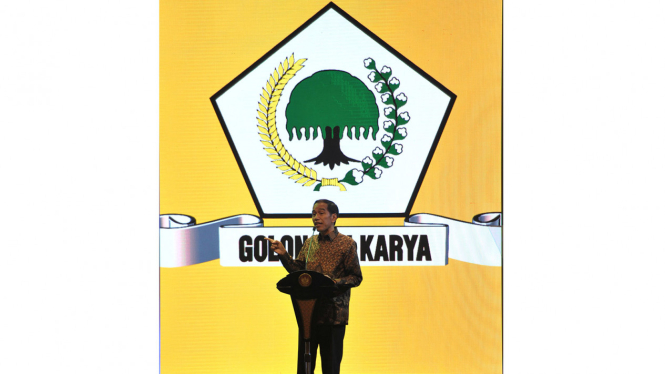 Presiden Joko Widodo saat membuka Munaslub Partai Golkar