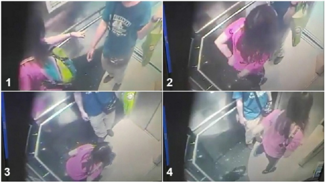 Gambar wanita yang pipis di lif di CCTV