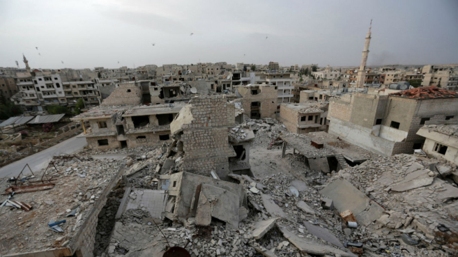 Kota Maaret al-Numan di Suriah hancur lebur akibat perang saudara selama bertahun-tahun. 
