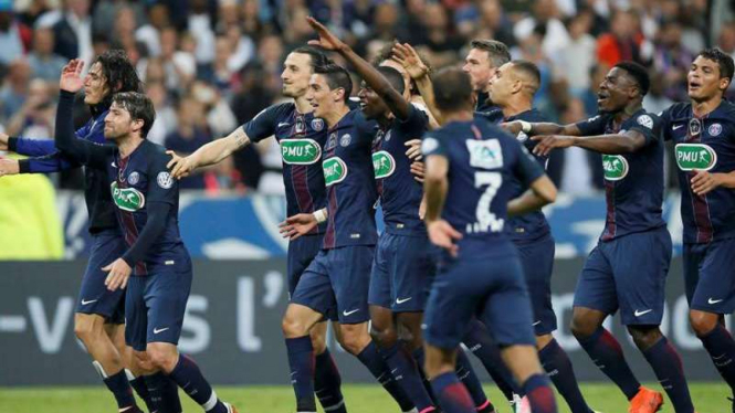 Selebrasi juara  Coupe de France para pemain Paris Saint-Germain